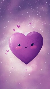 紫色爱心萌态星空背景图