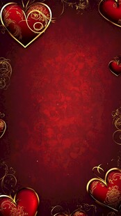 浪漫红心金色边框背景图
