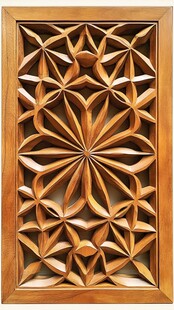 木雕花窗精美几何图案