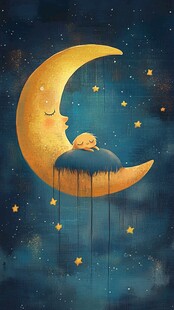 月亮上安睡的梦幻小生物