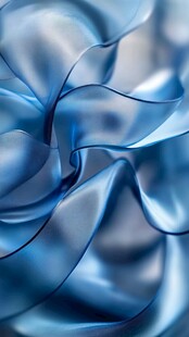 蓝色飘逸丝绸纹理特写