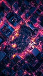 未来感赛博城市夜景俯瞰