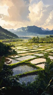 田园稻田壮美风光