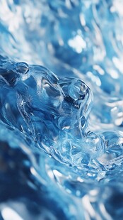 蓝色流动冰块特写