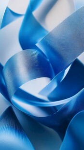 蓝色绸带的优雅卷曲