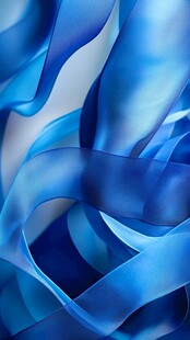 蓝色飘带的灵动艺术美感