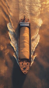 俯瞰航行中的大型货运船只