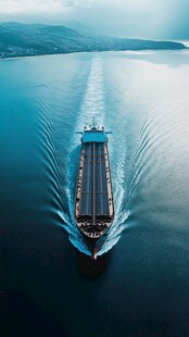 海上货轮破浪前行