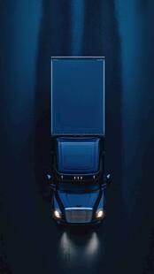 蓝色卡车的俯视酷炫瞬间