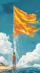 少年立旗于海天之际