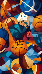 多彩篮球抽象艺术画面