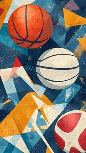 多彩几何背景下的运动球类