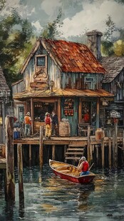 湖畔木屋旁的静谧水上时光