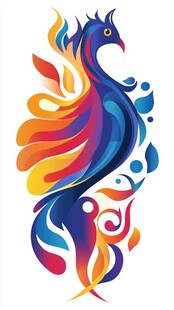 五彩凤凰插画