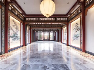 中式典雅长廊室内空间展示