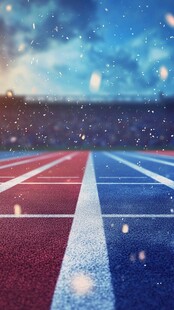 雪中天色下的多彩跑道