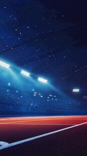 夜下体育场跑道璀璨灯光