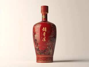 红色典雅胡姬花酒瓶展示