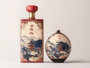 中式古风酒瓶设计展示