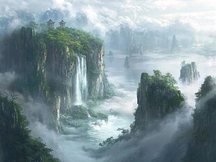 梦幻山水间的奇幻自然景观