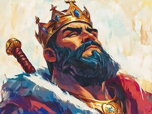 王者威严 头戴皇冠的英勇君主