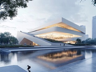 现代艺术风格的滨水建筑