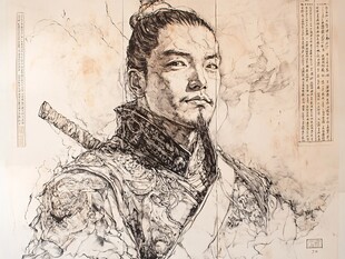 古代佩剑武士人物画像