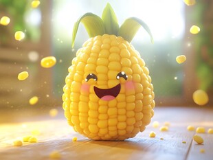 萌趣玉米菠萝创意形象