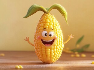 可爱玉米卡通形象欢乐亮相