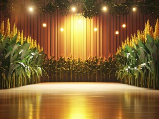 金色舞台植物环绕场景