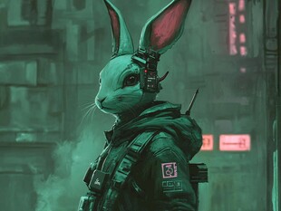 赛博朋克风兔形战士形象