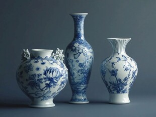 青花三瓷瓶 典雅东方韵