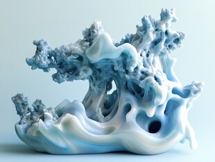 梦幻蓝白抽象艺术雕塑品