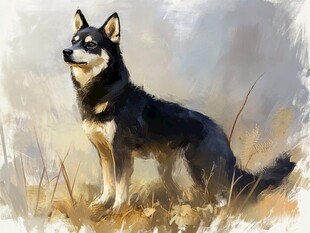 田野中的帅气黑棕犬