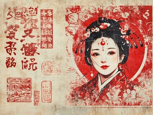 古风汉服女子复古艺术图