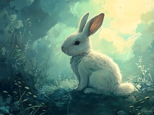 梦幻森林中的白兔精灵