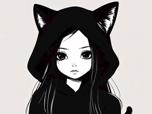 戴猫耳帽的忧郁女孩