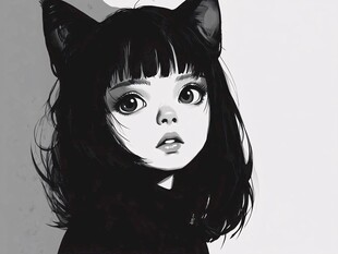 戴猫耳的萌系女孩