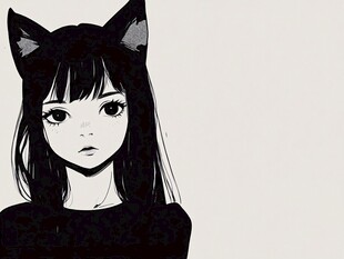 戴猫耳的黑裙少女