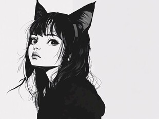 戴猫耳的酷感女孩