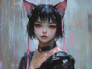 猫耳少女的酷帅形象