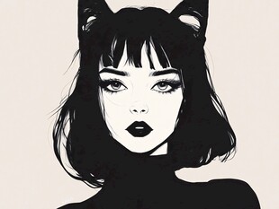 戴猫耳的酷感短发女孩