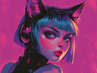 赛博朋克风猫耳少女