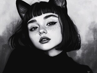 猫耳少女的魅力肖像