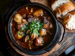 铸铁锅中的美味炖菜