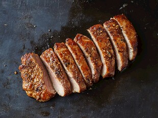 香煎美味猪排切片展示