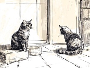 两只猫咪的对视时刻