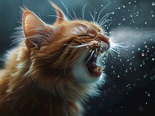 猫咪打喷嚏瞬间抓拍