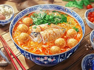 鲜香鱼丸面 视觉味觉盛宴