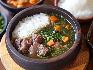 牛肉蔬菜汤配米饭